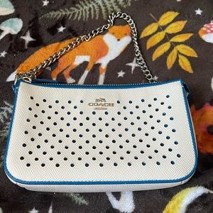 Coach mini bag white and blue with silver hardware